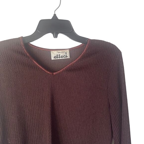 Creazioni Effeci Vintage Medium Y2k Mesh Net Open Knit Brown Long Sleeve Shirt - Picture 2 of 8